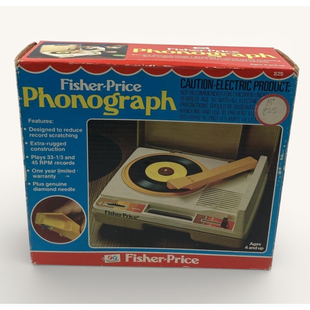 Vintage 1978 Fisher Price 825 Phonograph Record Player w/ Box Powers On